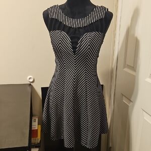Love Culture Black and White Striped Mini Dress